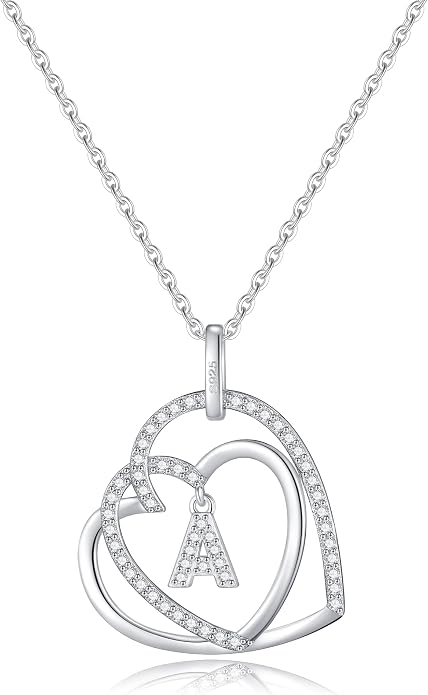 Infinity Heart Necklaces for Women, S925 Sterling Silver Initial Necklace Womens Jewelry Mothers Day Gifts Girls Valentines Gifts for Her Christmas Birthday Gifts for Women Mom Wife Girlfriend