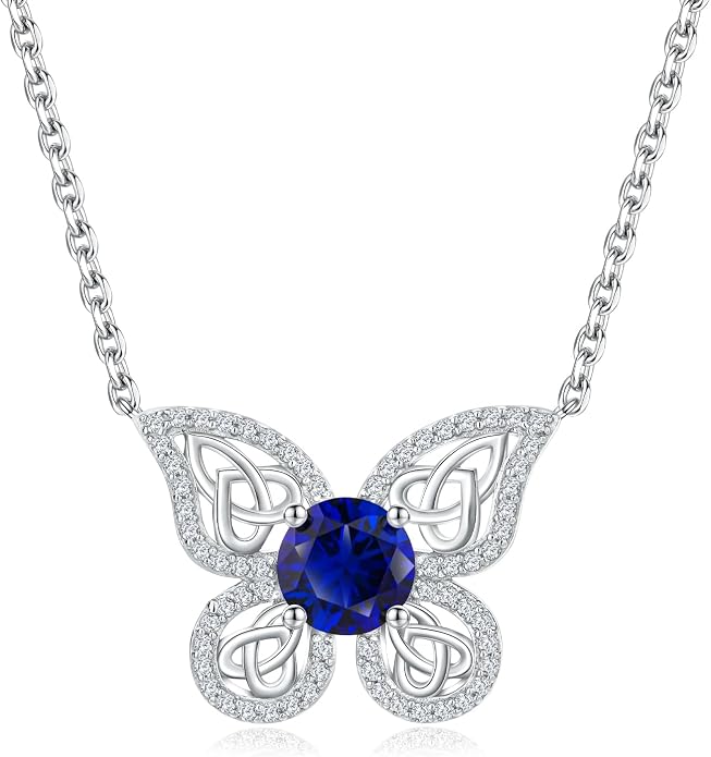 925 Sterling Silver Birthstone Necklaces for Women, Dainty Cute Dragonfly/Butterfly Pendant Necklace, Great Christmas/Anniversary Jewelry for Mother