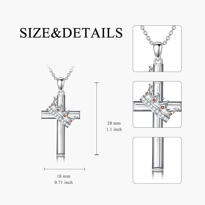 Cross Necklace for Women 925 Sterling Silver Crucifix Pendant Christian Cross Jewelry for Women Men