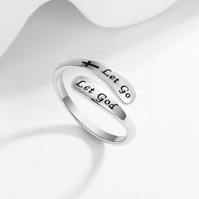 925 Sterling Silver Inspirational Adjustable Rings - Personality Encouragement Jewelry Gift For Women