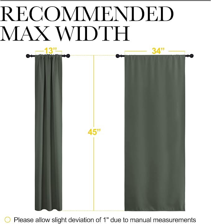 NICETOWN Bedroom Curtains Blackout Draperies - All Season Thermal Insulated Solid Rod Pocket Top Blackout Curtains/Drapes for Kid's Room (Dark Mallard, 1 Pair, 34 x 45 Inch)