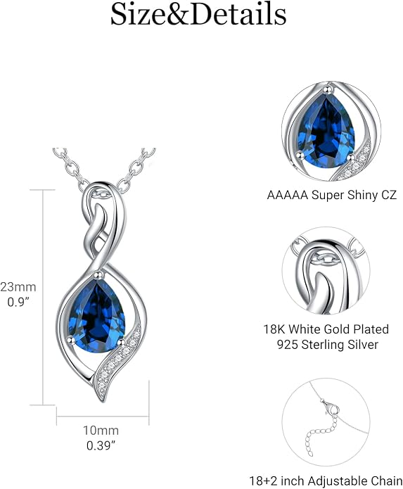 Infinity Birthstone Necklace for Women 925 Sterling Silver Dainty Infinity Pendant Jewelry Birthday Mothers Day Gifts for Mom Women Wife