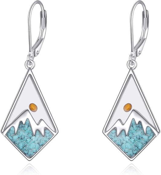 AOBOCO Mustard Seed Earrings for Women Sterling Silver Mountain Cross Earrings Dangle Christian Religion Jewelry Mothers Day Birthday for Mom Wife Friends