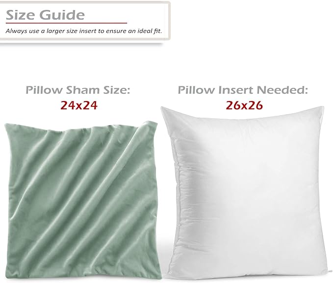 Nestl Throw Pillow Covers, Cozy Velvet Decorative Pillow Cases 24x24 Inches, Soft Solid Couch Pillow Covers for Sofa, Bed and Car, Set of 4 - Mint