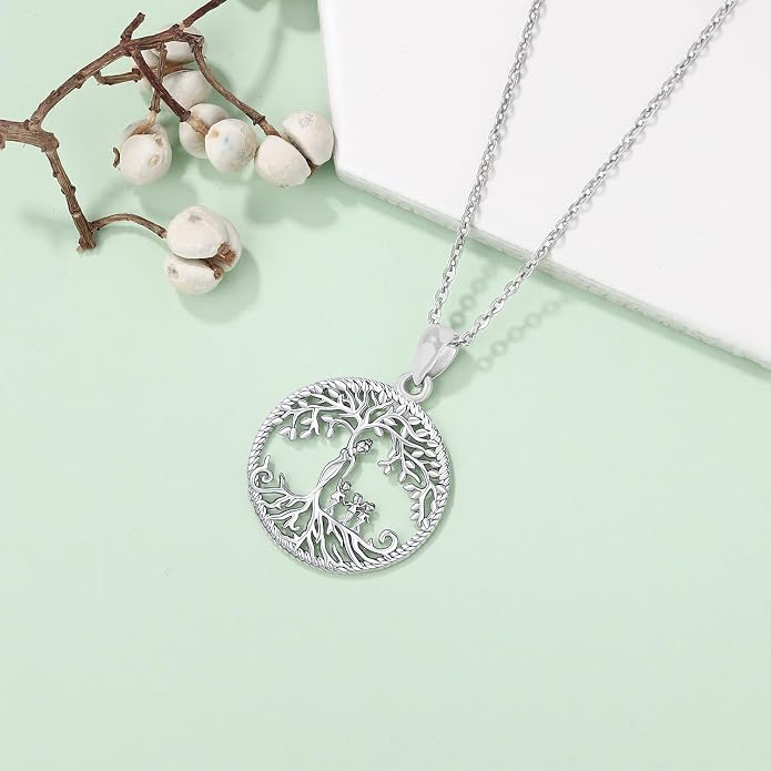 Odinstone Tree of Life Necklace, Sterling Silver Pendant for Women Family Tree Necklaces Jewelry for Mom/Wife/Grandma(With Fine Gift Box)