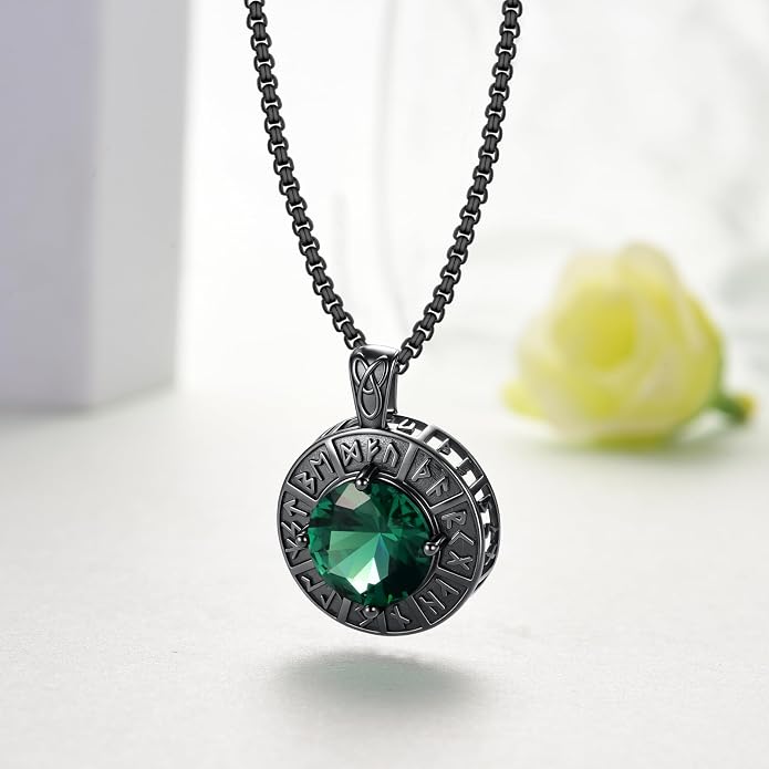 Viking Rune Necklace 925 Sterling Silver Norse Amulet Necklace Viking Jewelry Gifts for Men