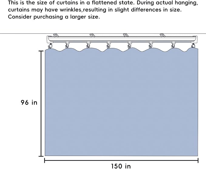 Room Divider Ceiling Mounted Curtains Track Sets Extra Wide Blackout Curtain Flexible Tracks for Bedroom Privacy Partition Separator, 1 Panel Beige Drape and White Rail, W12.5 x H8ft
