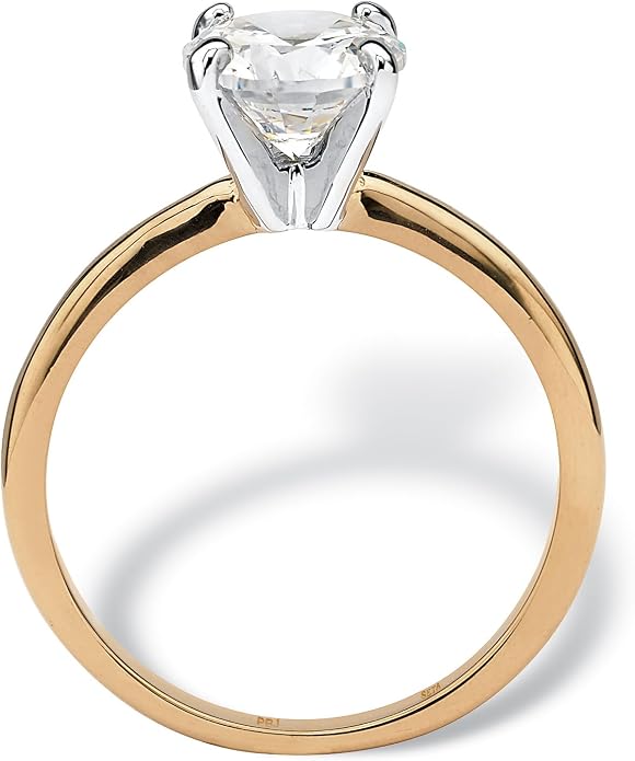 Palm Beach Jewelry Yellow Gold-Plated Round 2.00 Carat Cubic Zirconia Solitaire Engagement Ring