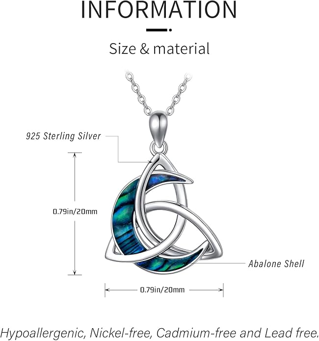 CHENGHONG Celtic Moon Necklace for Women 925 Sterling Silver Celtic Knot Moonstone Pendant Necklace Crescent Irish Necklaces Celtics Jewelry Gift for Women Men