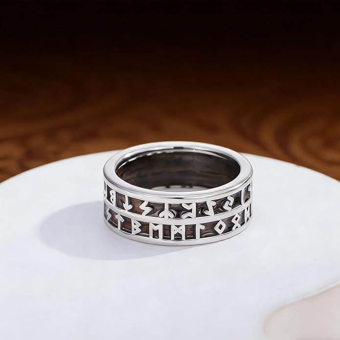 Wooden Celtic/Cross Ring 925 Sterling Silver Wedding Band Wood Mens Rings Engagement Ring Jewelry Gift for Men Women Size 8-14