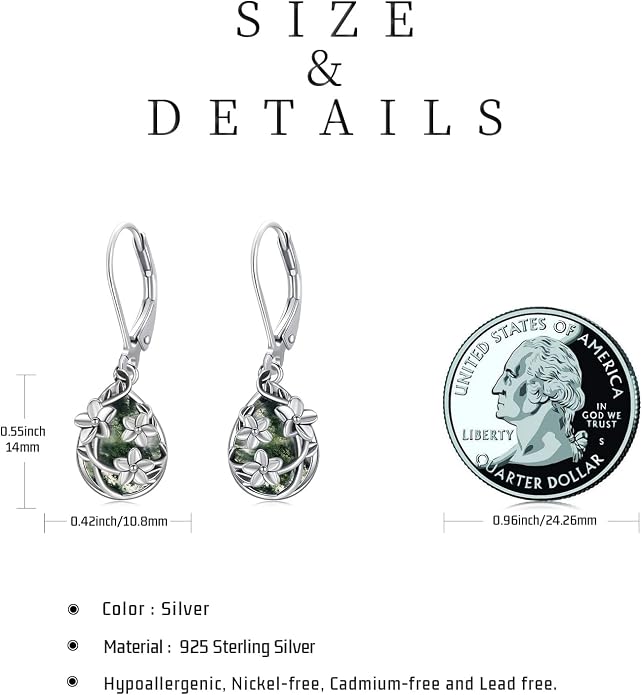 Flower Earrings 925 Sterling Silver Flower Teardrop Leverback Dangle Earrings Jewelry Gifts for Women Girls