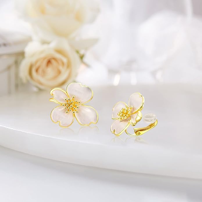 Clip on Earrings Women, 14K Gold Plated Earrings for Sensitive Ears, Fashion Women's Earrings Jewelry Birthday Gift for Wife Grandma Daughter Girls on Christmas Thanksgiving
