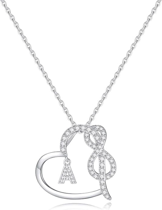 Infinity Heart Necklaces for Women, S925 Sterling Silver Initial Necklace Womens Jewelry Mothers Day Gifts Girls Valentines Gifts for Her Christmas Birthday Gifts for Women Mom Wife Girlfriend