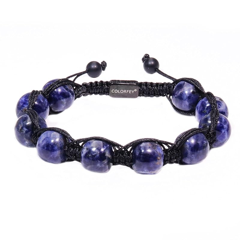 Healing Crystal Sodalite Bead Bracelet for Men, Natural Sodalite Crystal Bracelets Healing Blue Stone Bracelet for Men 10mm, Protection Energy Bracelets Handmade Bead Jewelry for Him
