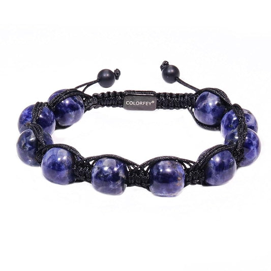 Healing Crystal Sodalite Bead Bracelet for Men, Natural Sodalite Crystal Bracelets Healing Blue Stone Bracelet for Men 10mm, Protection Energy Bracelets Handmade Bead Jewelry for Him