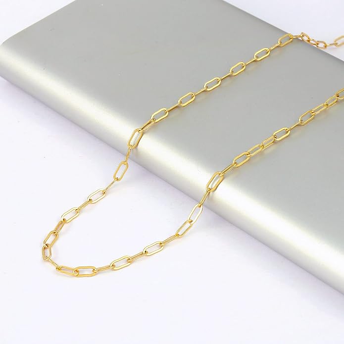 14K Gold Plated Paper Clip Chain Link Necklace Satellite Cross Key Starfish Turquoise Heart Necklace for Women