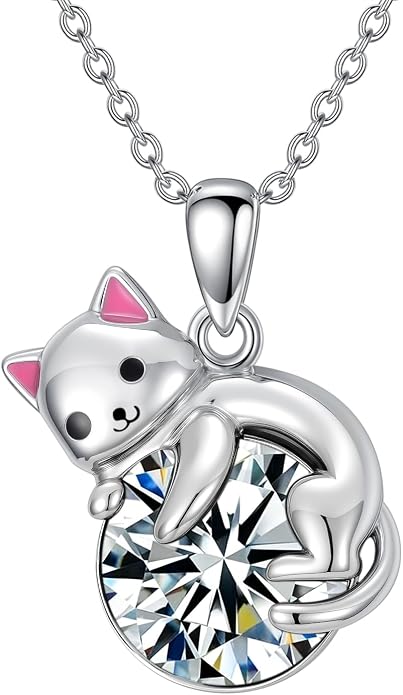 PELOVNY Teddy Bear Necklace for Women 925 Sterling Silver Bear/Highland Cow/Fox/Cat/Axolotl Birthstone Necklace Christmas Birthday Jewelry Gifts for Mom Daughter Wife Sister