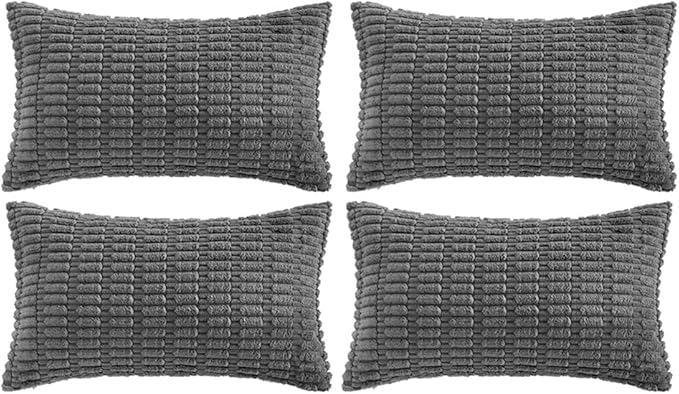 Fancy Homi 4 Packs Decorative Throw Pillow Covers for Living Room Couch Bed, Modern Farmhouse Boho Home Décor Accent Cushion Case, 24" x 14", Dark Gray