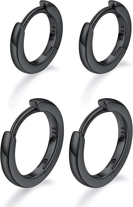 FaithHeart 925 Sterling Silver Huggie Hoop Earrings, Silver Small Hoop Earring for Women, 14K Gold/Black/Rose Gold Hypoallergenic Cartilage Earrings for Women 6/8/10/12/14/16/18/20mm