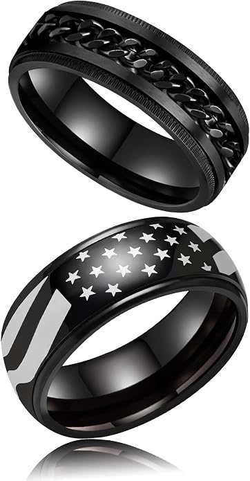 LAOYOU Fidget Anxiety Ring for Men | 8mm Spinner Band for Calming, Worry, Stress Relief & Mindfulness | Hypoallergenic Stainless Steel Comfort Fit Non Tarnish