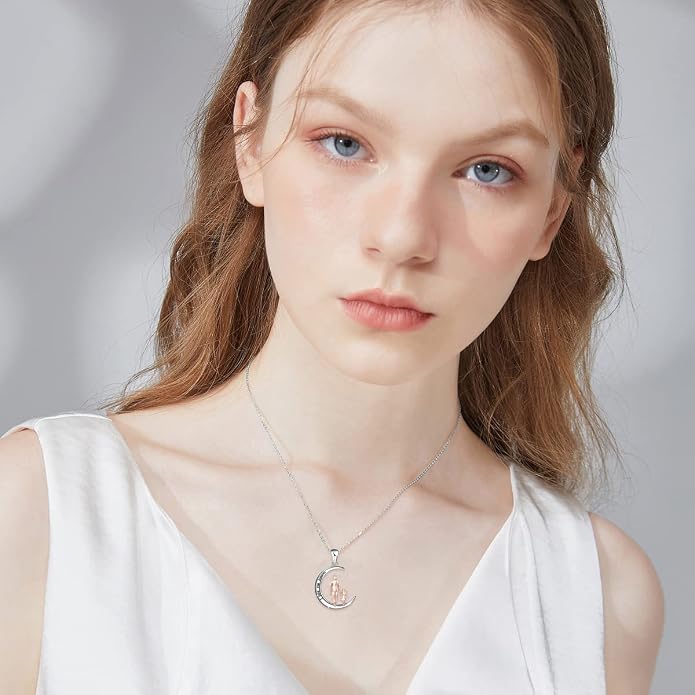 PROESS S925 Sterling Silver Daughter Heart Pendant Necklace from Dad Mom I Love You Forever Jewelry