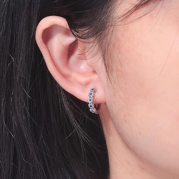 CiNily Small Hoop Earrings for Women Girls Flower Cubic Zirconia Huggie Earrings Hypoallergenic 14K Yellow Gold Plated Cartilage Earrings