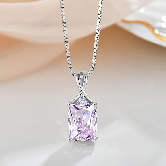 Fahonie 925 Sterling Silver Birthstone Necklace Jewelry Gift for Women Sister Wife Girlfriend Her