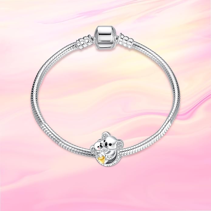 NINGAN 925 Sterling Silver Charm Golden Love Charm Buckle Safety Chain Travel Bead Firefly Dragonfly Pendant, Suitable for Women Bracelet and Necklace as Gift from Mom and Friends