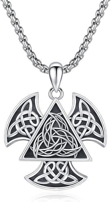 Viking Necklace 925 Sterling Silver Celtic Nordic Runes Amulet Necklace Viking Jewelry for Men Women