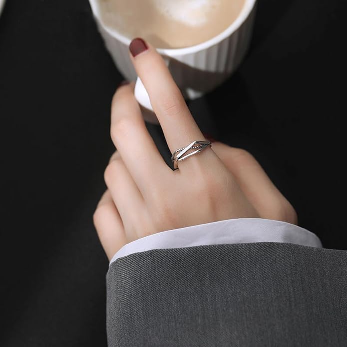 925 Sterling Silver Ring Minimalist Adjustable Rings Band Handmade Rings for Women Girls