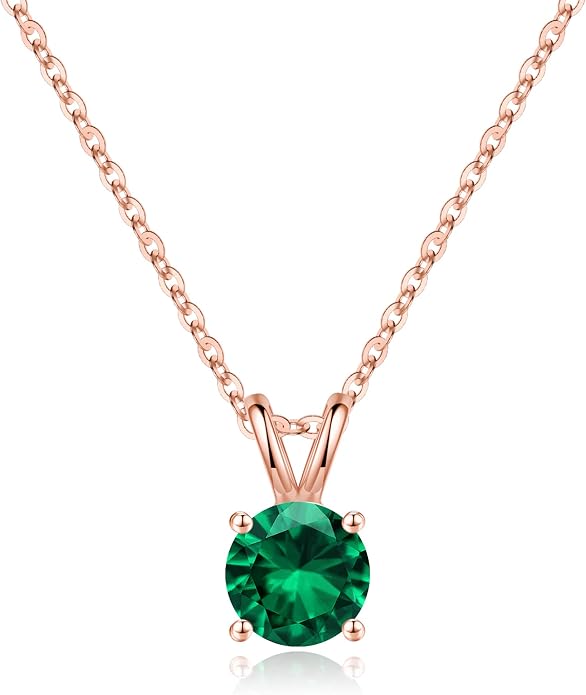 SMILEST Birthstone Necklaces for Women Mom Wife, 1ct Sparkle Round Cut Birthstone Pendant 925 Sterling Silver Necklace Anniversary Birthday Gifts for Women Mom Wife Friend