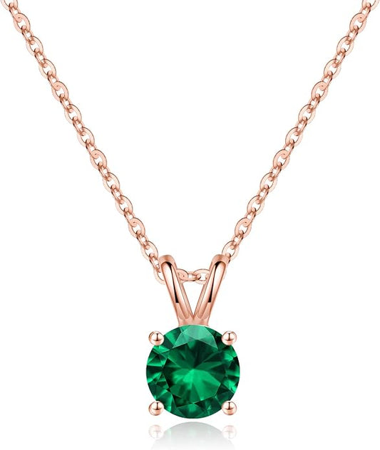 SMILEST Birthstone Necklaces for Women Mom Wife, 1ct Sparkle Round Cut Birthstone Pendant 925 Sterling Silver Necklace Anniversary Birthday Gifts for Women Mom Wife Friend