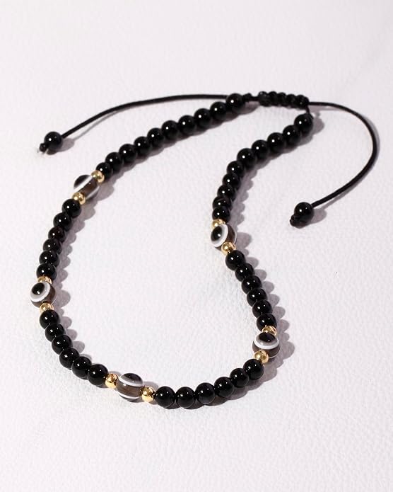 4mm Agate Beaded Anklet Evil Eye Protection Beach Foot Jewelry