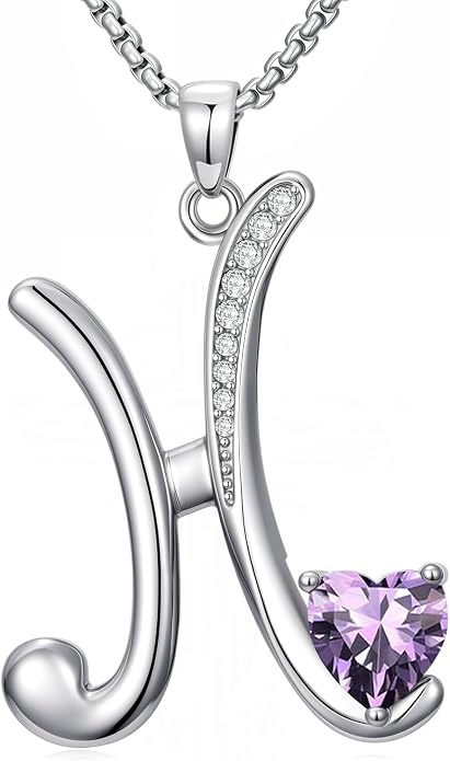 Birthday Gifts for Women Alphabet A to Z Initial Birthstone Pendant Necklaces for Women - 18k White Gold Plated Personalized Name Jewelry Anniversary Graduation Gifts for Wife Her Daughter Girlfriend(with Gift Box)