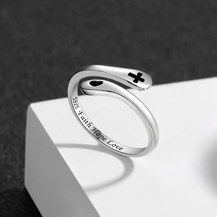 ZOEXUE 925 Sterling Silver Inspirational Jewelry Rings Adjustable Ring Personality Encouragement Gift for Teens Women