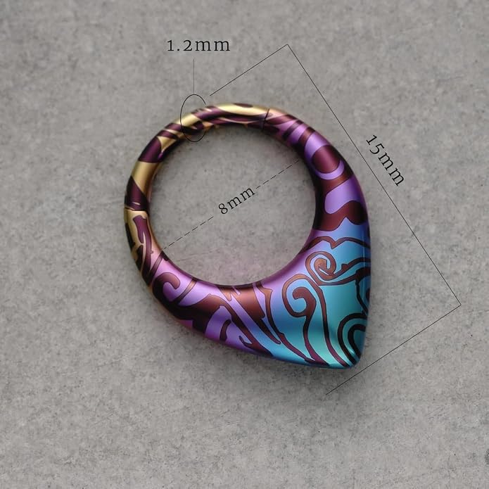 PUNKYOUTH 16G Titanium Septum Clicker Iridescent Hoop Piercing Jewelry for Women Men Minimalist Futurism Cyber Gothic Style for Alternative and Everyday Wear