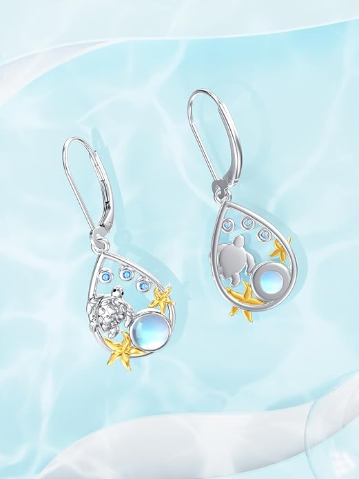 Dorunmo Moonstone Dangle Drop Earrings s925 Sterling Silver Leverback Earrings Filigree Moonstone Jewelry Birthday Gifts for Women
