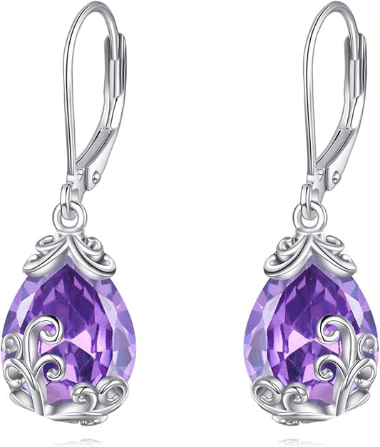 POPLYKE Celtic Filigree Teardrop Drop Dangle Earrings Sterling Silver Leverback Earrings Jewelry for Women