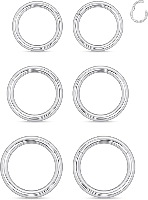 20G 18G 16G 14G 12G 10G 8G 6G 4G 2G Nose Rings Hoops 316l Surgical Steel Clicker Septum Lip Ring Tragus Helix Daith Rook Conch Snug Cartilage Lobe Earrings Hoop Piercing Jewelry For Women Men