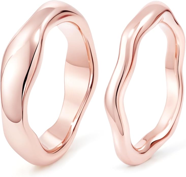 Gold Rings for Women Men Non Tarnish, Waterproof Chunky 14K Gold Plated Dainty Stackable Rings Trendy Statement Pinky Thumb Rings Engagement Eternity Wedding Band Ring Stacking Gold Jewelry Size 3 4 5 6 7 8 9 10 11