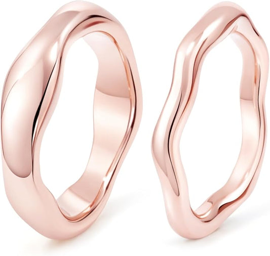 Gold Rings for Women Men Non Tarnish, Waterproof Chunky 14K Gold Plated Dainty Stackable Rings Trendy Statement Pinky Thumb Rings Engagement Eternity Wedding Band Ring Stacking Gold Jewelry Size 3 4 5 6 7 8 9 10 11