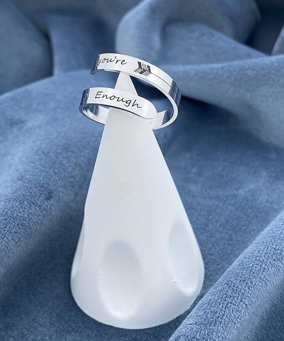 Vrycot Adjustable silvery Inspirational Stainless Steel Adjustable Bands Cool Stacking Opening Gift for Women Statement
