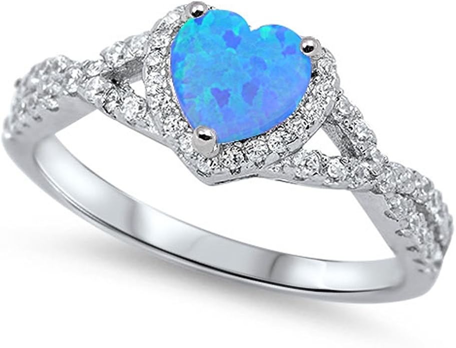 CHOOSE YOUR COLOR Sterling Silver Heart Halo Promise Ring