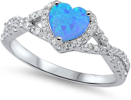 CHOOSE YOUR COLOR Sterling Silver Heart Halo Promise Ring