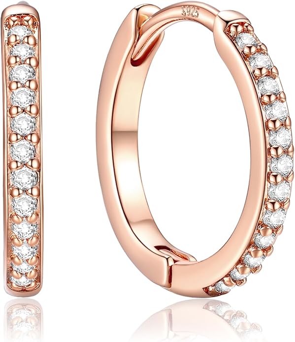 PROSTEEL Hoop Earrings for Women, Huggie Hoop with 925 Sterling Silver Post, 8/10/12/14/16/18/20mm Small Huggie Hoops, 14K Gold Plated/Silver/Black/Rose Gold Hypoallergenic Earrings Jewelry