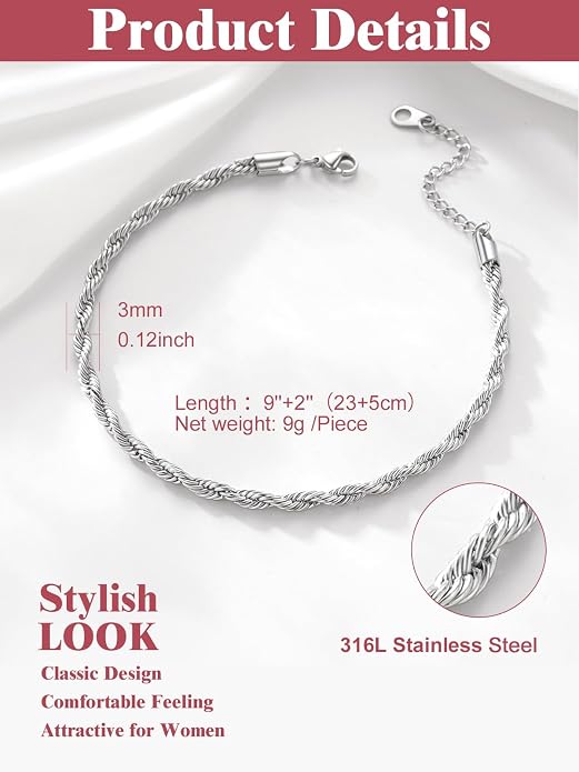 FOCALOOK 14K Gold Plated Anklets for Women Waterproof Plus Size Ankle Bracelet 8.5-10.5 Inch Adjustable Mariner/Figaro/Flat Snake/Cuban Link Chain Anklet Jewelry for Summer Beach Holiday
