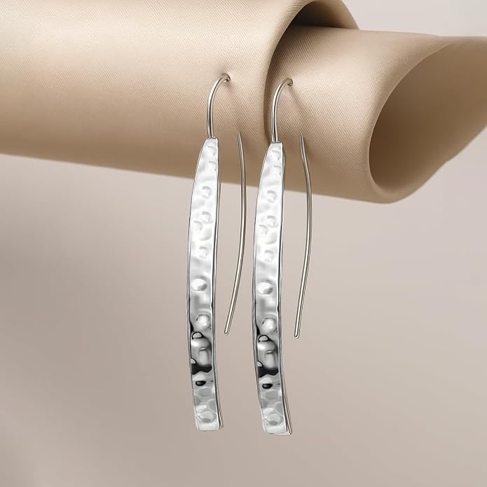 LeCalla 925 Sterling Silver Threader Earrings for Women | Handmade Wire Boho Hoops & Drop Earrings in Spiral, Heart, Bar Designs | Lightweight Pull Through Earring Jewelry Gift for Birthday, Anniversary