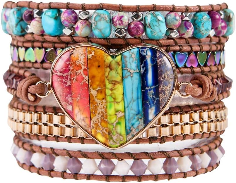 YGLINE Natural Stone Bracelet 3 Wraps Bracelet Handmade Boho Bracelet for Women Bracelet