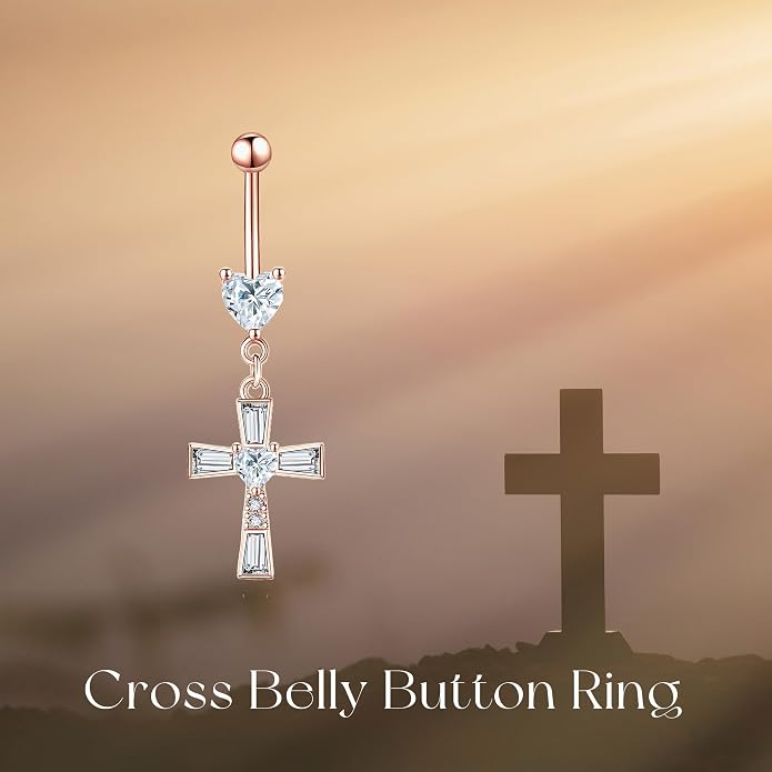 Belly Button Ring 925 Sterling Silver Bar Butterfly/Cross/Pregnancy Dangle Belly Button Piercing Body Navel Rings CZ Moonstone Jewelry Gift for Women