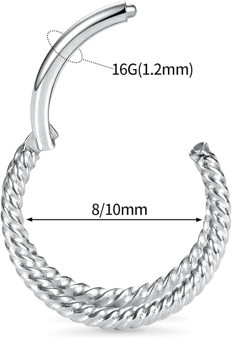 316L Surgical Steel Septum Clicker Ring Nose Ring Hoop Sleeper Hoop Earring Helix Rook Conch Cartilage Daith Tragus Earrings Lobe Nose Piercing Jewelry for Women